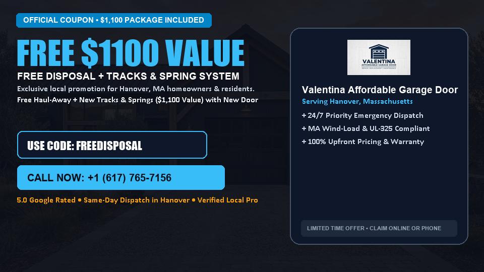 Valentina Affordable Garage Door FREE Haul-Away & Heavy-Duty Tracks with New Door in Hanover, MA