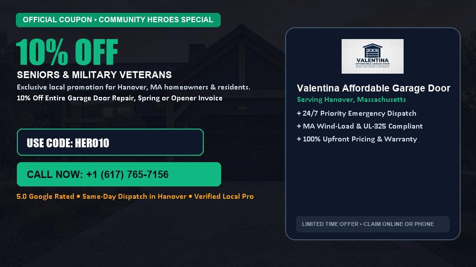 Valentina Affordable Garage Door 10% OFF Seniors & Military Veterans in Hanover, MA